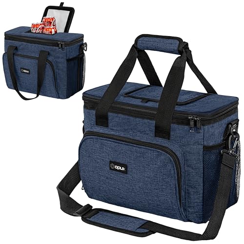 OPUX Soft Cooler Bag, Insulated Collapsible Lunch Cooler Tote for Men Work Camping Beach Travel, Portable Soft Sided Leakproof Waterproof Large Lunch Bag Box with Shoulder Strap 30 Cans, Heather Navy - color: Heather Navy, size: 30 Cans
