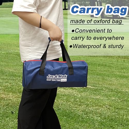 Ring Toss Game, Throwing Games, Wooden Rings Throwing Game with Carry Bag (10 Ropes and 10 Plastic Rings, Large)