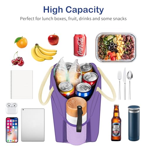 DALINDA Lunch Bag Lunch Box for Women Men Reusable Insulated Lunch Bags for Adults,Leakproof Cute Cooler Lunch Tote Bag, Large Capacity for Work Travel Picnic - color: Dark Purple, size: Oxford cloth