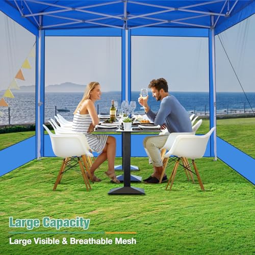 COBIZI Canopy Tent 10x10 Heavy Duty, Pop Up Gazebo with Netting Screened, Waterproof Ez up Canopy with Sidewalls, Outdoor Instant Screen House Tent for Party, Backyard, Wedding, Birthday, Blue - color: Blue, size: 10x10FT