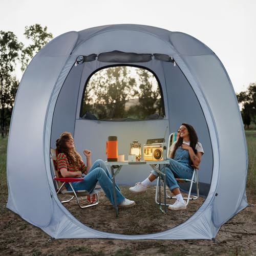 Alvantor® Pop Up Screen Tent House Room Instant Outdoor Camping Canopy Sun Shelter Gazebo for Patio, Backyard & Deck, Privacy Tent(2-10 People, 8'x8' 10'x10' 12'x12') - color: Gray, size: 10x10FT