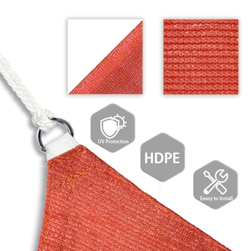 Patio Paradise 3' x 3' x 3' Sun Shade Sail Triangle Canopy Shade Cloth Fabric Sunlight Block Patio Pergola Cover HDPE Deck Awning for Outdoor Backyard Roof Shading, Red - color: Red, size: 3' x 3' x 3'