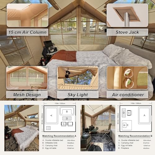 SENLEETO Inflatable Tents for Camping, Large Inflatable Camping Tent with Hand Pump, Easy Setup Tents for 4-6 People, Portable Glamping Tent - size: Ultimate-118 inch*98.4 inch*82..6 inch/6-8 People
