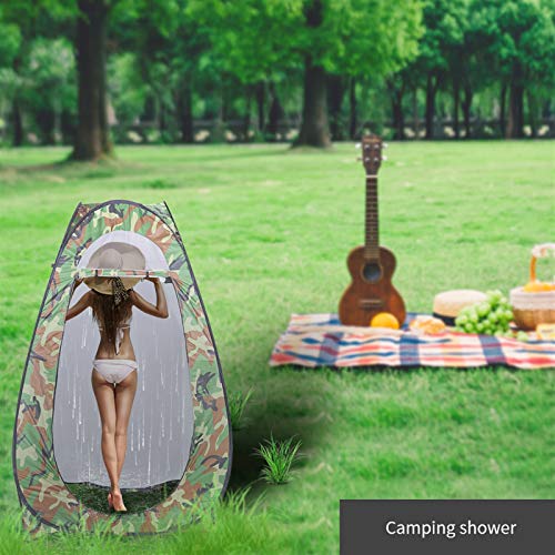Portable Pop Up Shower Privacy Tent,Lightweight Single Toilet Shower Tents,Changing Room Dressing Tent,Waterproof Camping Shower Tents,with Carry Bag,for Picnic Beach Hiking Fishing (Camouflage) - color: Camouflage