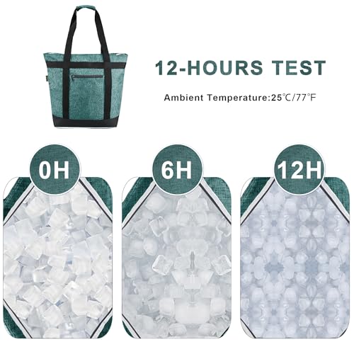 BeeGreen Insulated Cooler Bag with Handles Oversized Sturdy Leakproof Freezer Shopping Tote for Groceries Heavy Duty Thermal Food Delivery Bag Charcoal - color: Turquoise