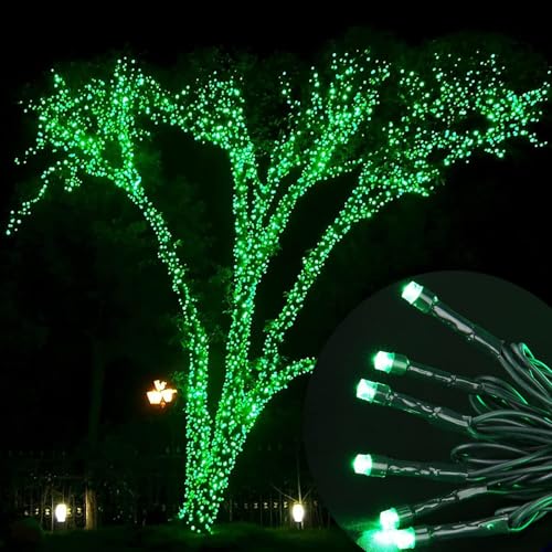 Joomer Green Solar String Lights, 39FT 100LED Solar Powered Outdoor Fairy Lights, Waterproof 8 Modes Twinkle String Light for Garden Patio Yard Tree Wedding Christmas Decor - color: Green