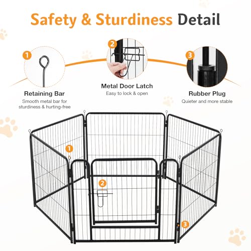 NEWBULIG Dog Playpen for Indoor 24 Inch 6 Panels - Portable Heavy Duty Metal Pet Exercise Pen with Door, Foldable Small Dog Puppy Playpen Fence for Outdoor RV, Camping, Yard, Garden - color: Black, size: 24IN