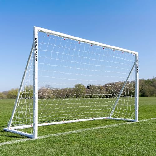 QUICKPLAY Q-Fold Soccer Goal | 30-Second Folding Design for Easy Setup | Portable & Weatherproof uPVC Soccer Goal for Backyard | Durable Post for Adults & Kids - style: 10 x 6'