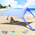 77 FT Beach Tent Sun Shelter UPF50+ UV Protection, Outdoor Canopy Tent Sun Shade with 2 Poles for Camping, Fishing, Backyard and Picnics with Sandproof Beach Blanket Royal Blue - color: Royal Blue