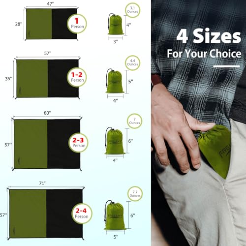 Frelaxy Pocket Picnic Blanket, Waterproof Sandproof Beach Mat, Compact Camping Tarp for Festivals, Hiking, Travel, Outdoor Recreation (Army Green, 35'' x 57'') - color: Army Green, size: 35'' X 57''