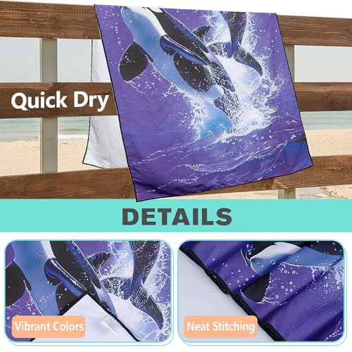Killer Whale Beach Towel Oversized 36" x 72", Thin Lightweight Sand Free Quick Dry Microfiber Towel for Swimming Pool Cruise Camping Travel - color: Color_31