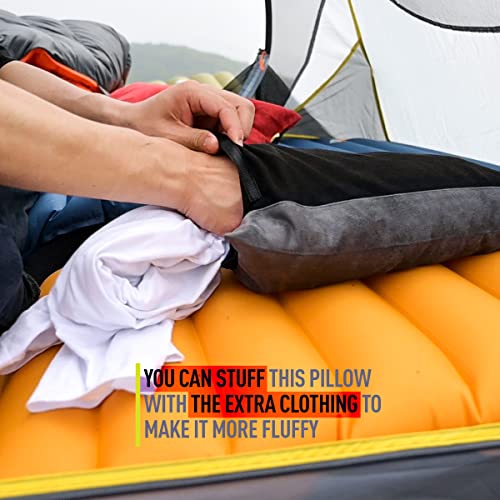 ZOOOBELIVES Down Filled Camping Pillow for Travel, Washable Soft Cover, Small Camp Cushion for Neck & Lumbar Support On-The-Go, Ultralight & Compressible for Hiking Backpacking - AlpliveS2046 - color: Blue Radiance