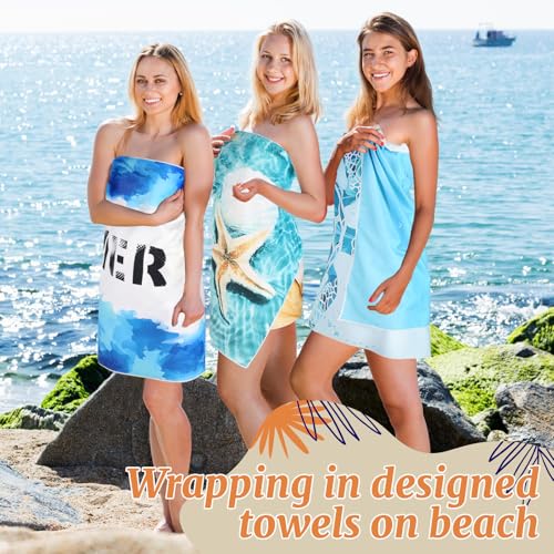 Mixweer 8 Packs Microfiber Beach Towel Bulk 60 x 28 Inch Sand Free Travel Large Microfiber Pool Swim Multi Style Beach Towel Blanket for Adult on Vacation Accessories (Ocean Style) - style: Ocean Style