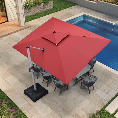 PURPLE LEAF Rectangle Patio Umbrella 9' X 12' Large Cantilever Umbrella, Terra - color: Terra, size: 9' X 12'