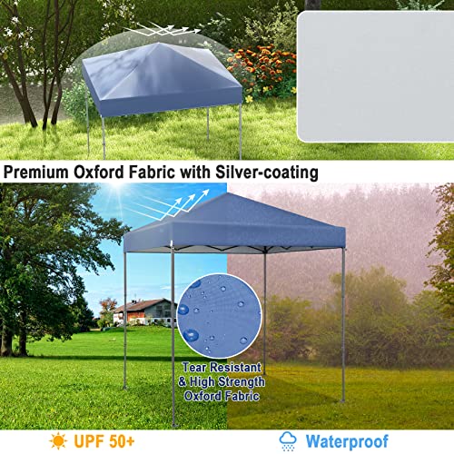 Tangkula 6.6x6.6 Ft Pop Up Canopy, 1 Person Instant Setup Canopy Tent with Center Lock, UPF 50+ Sun Protection, 8 Stakes, 4 Ropes, Portable Outdoor Canopy with Carrying Bag - color: Blue, size: 6.6x6.6FT