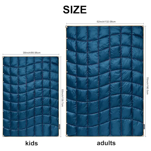 Camping Blanket, Puffy Blanket Lightweight Windproof Water Resistant for Outdoors,Hiking, Backpacking,Beach,Car,Picnic,Stadium - color: Navy, size: 52"x75"