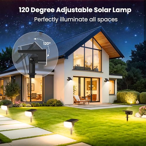 Solar Lights Outdoor Waterproof IP65, Super Bright LED, 3000K 2 Lighting Modes, Solar Powered Yard Garden Solar Spot Lights for Outside Landscape Auto On/Off -6 Pack - color: Warm-3000K, size: 6 Pack