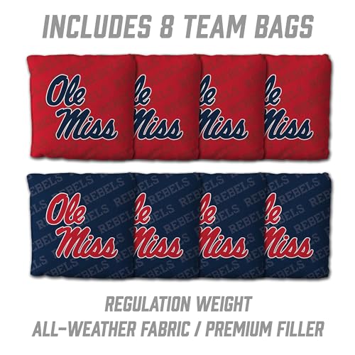 YouTheFan NCAA 2’ x 3’ Wood Cornhole Game with Logo Bags - color: Mississippi Rebels, size: 2' X 3'