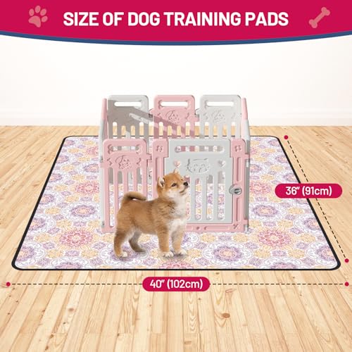 Washable Dog Pee Pads - Absorbent Reusable Puppy Training Pads, Waterproof Leak - Proof & Non - Slip for Crate Whelping Potty Training 36x41 (Pack of 2) - color: Pastel Multicolor, size: 36x41in(Pack of 2)