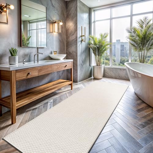 Luul Home Easy Jute Rugs 2x7 White Color Living Room Indoor Outdoor Runner Rug for Farmhouse Patio and Kitchen Rug High Traffic Washable Easy to Clean Solid Boho Woven Design Outside Carpet (2 x 7) - color: Bone, size: 2' x 7' (Rectangular)