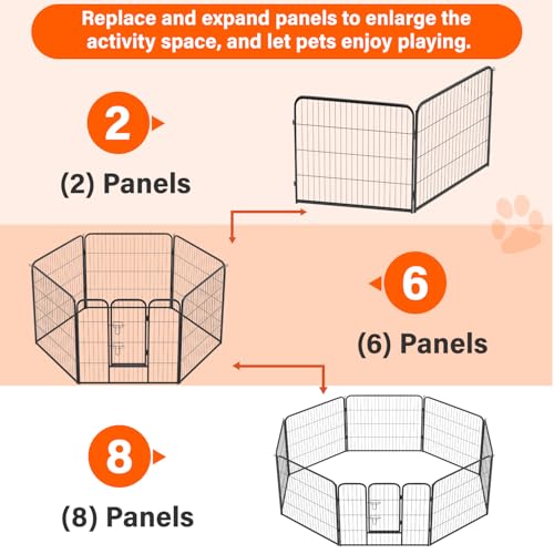 FDW Dog Playpen Dog Pen Dog Kennel 2 Panels 32 Inch Height Indoor Outdoor Folding Metal Portable Puppy Exercise Pen Heavy Duty Dog Fence for Yard Camping,Black - style: 2 Panels