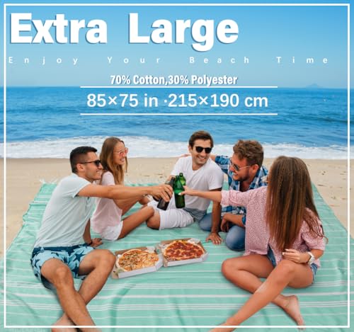 Widdonen Giant Turkish Beach Towel Blanket 85x75 Cotton XXL Extra Large Oversided Bath Pool Blankets XL Huge Bed Sand Free Throw Towels Picnic Outdoor Big Quilt Necessities Cloud Gifts for Adult Aqua - color: Aqua, size: XXL(85×75 in,215×190 cm)