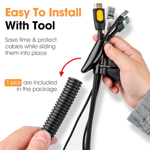 50 FT Wire Loom 1/2 Inch, Split Wire Loom Tubing Wire Conduit, Wire Protector Tubing – Black - color: 1/2" x 50ft-Black