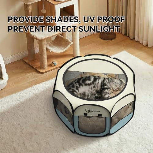 Siedihit Dog Cat Playpen, Puppy Pet Playpen Indoor for Small Dog Crate Tent Cage Outdoor, Portable Pop Up Dogs Enclosure Kennel with Carrying Case for Dogs/Cats/Rabbits(Grey, Small - color: Grey