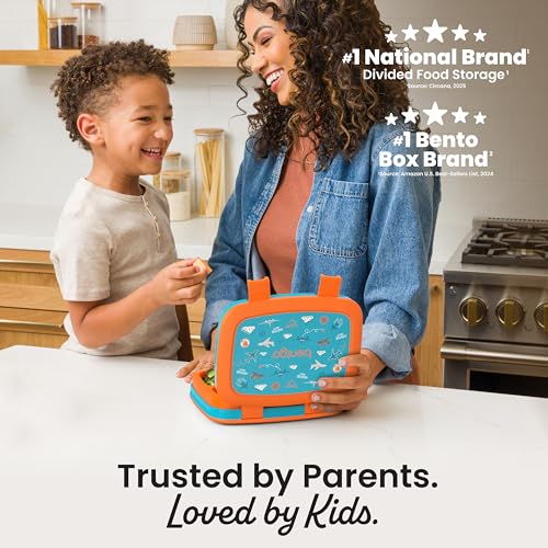 Bentgo Kids Prints Leak-Proof, 5-Compartment Bento-Style Kids Lunch Box - Ideal Portion Sizes for Ages 3-7, Durable, Drop-Proof, Dishwasher Safe, & PFAS & BPA-Free Materials (Planes) - color: Planes
