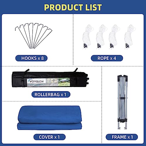 10x10 Pop Up Canopy Tent, Outdoor Instant Sun Shelter - Blue, Included 1 x Rolling Storage Wheeled Bag, 4 x Guylines, 8 x Stakes - color: Basic Blue