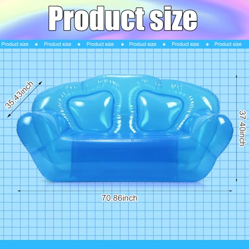 Kigley Inflatable Chair Blow Up Couches Transparent Inflatable Sofa Seat Yard Patio Portable Air Couch Furniture for Outdoor Indoor Camping Beach Room(Double Seat,Blue) - color: Blue