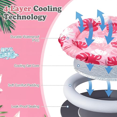 Drydiet Pet Cooling Mat for Cats & Small Dogs, 20'' Self Cooling Pad with Gel, Waterproof & Scratch-Resistant, No Water or Electricity Needed, Summer Cold Bed for Indoor Outdoor Use - color: Pink, size: 20.1'' X 20.1''