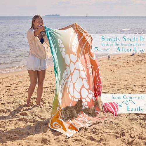 WEKAPO Beach Blanket Waterproof Sandproof Oversized Extra Large Sand Free Beach Mat with Stakes, Storage Bag - Essentials for Outdoor Beach, Picnic (Sea Turtle, 8 X 7 FT (1~4 Person)) - color: Sea Turtle, size: 8 X 7 FT (1~4 Person)