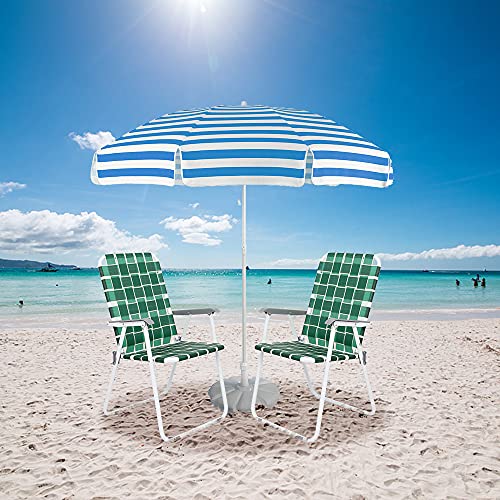 VINGLI Patio Lawn Webbed Folding Chairs Set of 2, Outdoor Beach Chair Portable Dining Chair for Outdoor Yard, Garden (Dark Green, Classic) - color: Dark Green, size: Regular Size