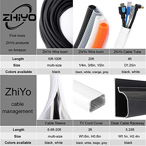 ZhiYo 20FT 1/4” Wire Loom Split Tubing Auto Wire Conduit Flexible Cover | High Temperature Heat Resistant -40F to 257F | Plastic Cover for Electrical Wires & Cables, White - color: White, size: 20FT 1/4"