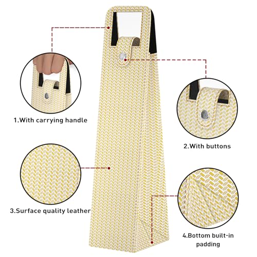 RYDDOY Wine Gift Bag, Reusable Leather Wine Tote Carrier, Single Bottle Champagne Beer Gift Bags Carrier for Birthday, Wedding, Picnic Party, Christmas festival Gifts (Beige) - color: A-Beige-16.1×3.5×3.5