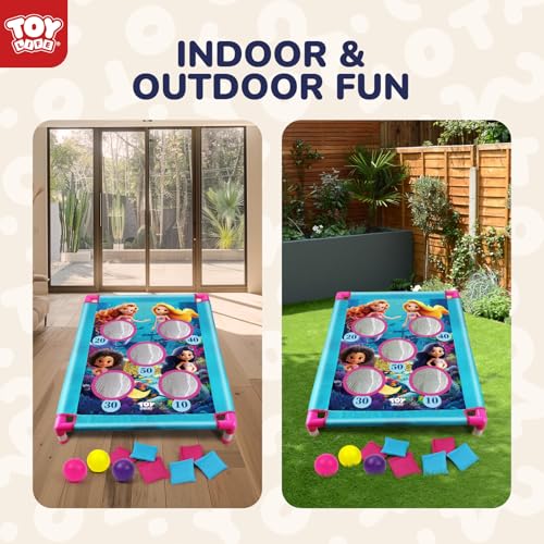 TOY Life Bean Bag Toss Game, Carnival Party Games, Cornhole Set for Kids Outdoor Games, Outside Toys for Kids Ages 4-8, Yard Outdoor Toys for Toddlers 3-5, Gifts for 3 4 5 6 7 Year Old Girls & Boys - color: Blue & Pink Mermaid