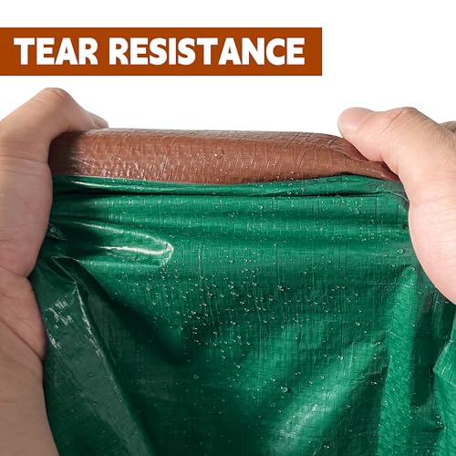 Tarp 10x20 ft 100% Waterproof 7mil Durable Grommets and Reinforced Edges,Uv Resistant,Green/Brown Tarp,Emergency Rain Shelter,Outdoor Cover and Camping Use -by MVPNET - size: 10x20
