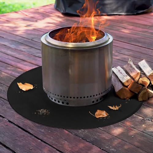 Fire Pit Mat 36" Round – Fireproof Deck Protector for Fire Pits, Triple-Layer Heat Resistant Mat for Patio, Grass & Camping, Waterproof Silicone Fiberglass Grill Pad - size: 36" Round