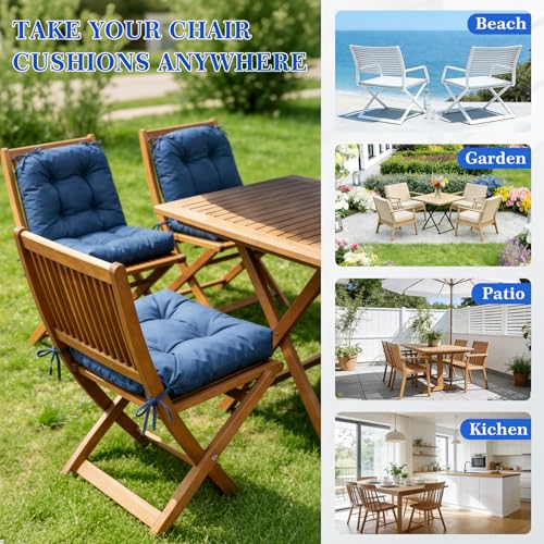 Outdoor Chair Cushions Set of 2 Waterproof Patio Furniture Cushions with Ties 19x19+5” Thicken Outdoor Seat Cushions Indoor/Outdoor Dining Chairs Pads FadeShield Rocking Chair Cushion, Light Bule - color: Light Bule