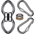 SELEWARE Silent Bearing Swing Swivel with 2 Carabiners, 360° Rotational Device Hanging Accessory for Tree Swing, Hammock Chair, Yoga,1200LB Capacity - color: Swivel (C) and 2 Carabiners