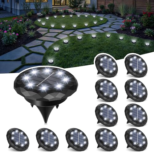 SOLPEX Mini Solar Ground Lights, 12 Pack Solar Lights Outdoor Waterproof, Landscape Lighting for Garden Pathway Driveway Walkway (Cool White) - color: Cool White, size: 12 Pack