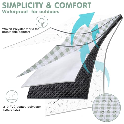 HX&OD Outdoor Picnic Blanket, Extra Large, 80''x80'' Waterproof Foldable Blankets Gingham Picnic Mat for Beach, Camping Grass Lawn Park Accessories Cute Couple Ideas Wedding (Green, 80”x80”) - color: Green, size: 6'8" x 6'8" (Square)