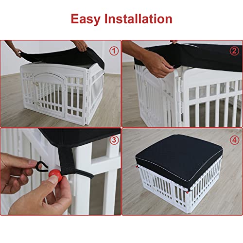Dog Pen Cover Dog Playpen Cover for Pets,Provide Shade and Security for Indoor Outdoor Dog Pen,Pet Playpen Cover Fits 35 inch Playpen 4-Panels (Playpen Not Included!!!) - color: 36 inch 4 panel black