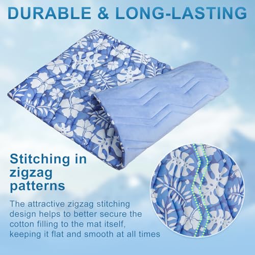 BEAUTYZOO Upgrade Dog Cooling Mat Extra Large, Reversible Self-Cooling Mat for Dogs, Thicken Pet Ice Cool Pad Blanket for Summer Kennel Sofa Bed Floor Car Seat, Machine Washable&Foldable, 48"x28" - color: Hawaii Blue, size: 48.0"L x 28.0"W x 1.0"Th(L)