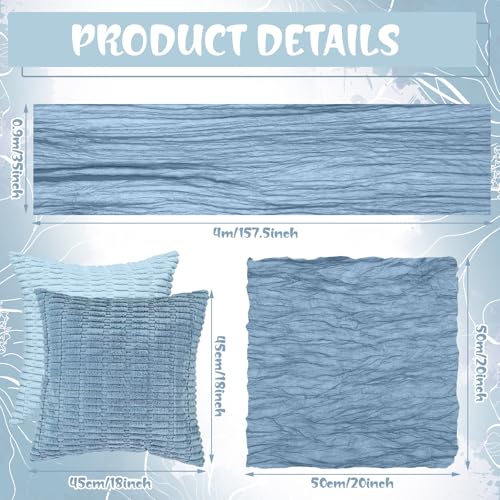 Beeveer 91 x 71 Extra Large Outdoor Boho Picnic Blanket with Gray Blue Table Runner, 6 Throw Pillow Covers 6 Napkins Woven Cotton Yarn Oversize Beach Blanket Washable Picnic Camp Wedding - color: Gray Blue