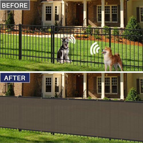 Windscreen4less Privacy Fence Screen Heavy Duty Windscreen Fencing Mesh Fabric Shade Net Cover with Brass Grommtes for Outdoor Wall Garden Yard Pool Deck, 8'x10' Brown