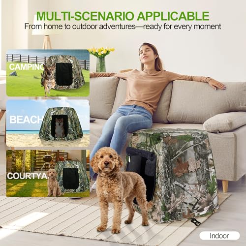 Dog Tent for Small & Medium Dogs, Pop Up Dog Enclosure, Waterproof Pet Tent with Zipper & Ground Spike, Portable Pet Playpen for Camping Beach, Puppy Tent Outdoor/Indoor 28.7x28.7x20.5 inch (Size M) - size: M 28.7x28.7x20.5 inch