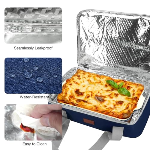 Casserole Carrier Bag - Double Decker Food Bag, Insulated Casserole Carrier for Hot or Cold Food, Lasagna Holder Tote for Picnics,Beaches,Traveling or Gifts (Blue) - color: Blue
