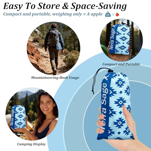 Beach Blanket Waterproof Sandproof Beach Mat 79" X 83" for 2-8 Adults, Sand Free Mat Quick Drying for Travel, Camping, Hiking with 4 Stakes & 4 Corner Pockets (Ethnic Pattern) - color: Ethnic Pattern